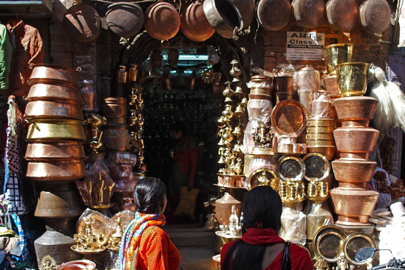 Nepal streets bronze brass